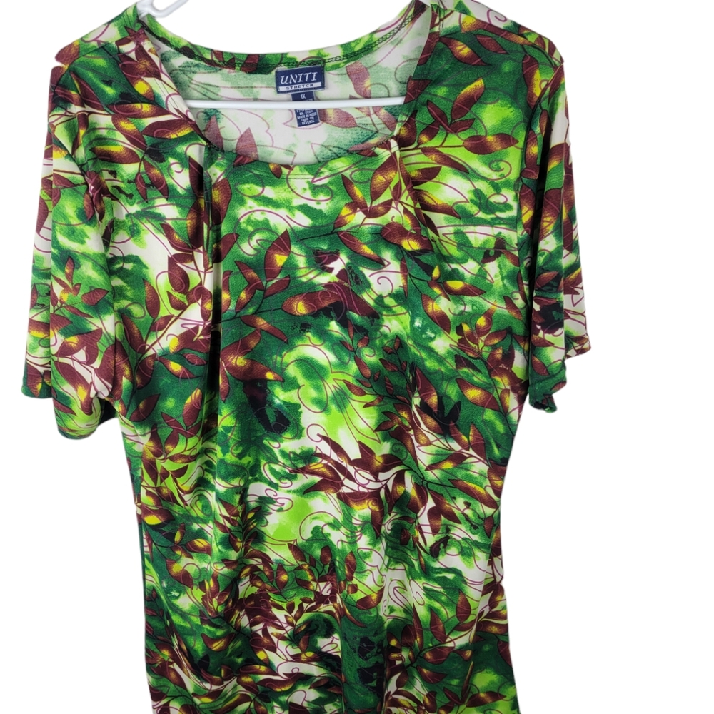 Uniti tribal lime green top floral plus size 1x